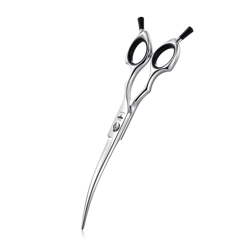 PURPLEBIRD 6.5 Inch Downward Curved Dog Grooming Scissors Pet Cutting Shears Professional Safety Blunt Tip Trimming Shearing for Dog Cat Face Paw Limb Japanese Stainless Steel Silver - Image 1